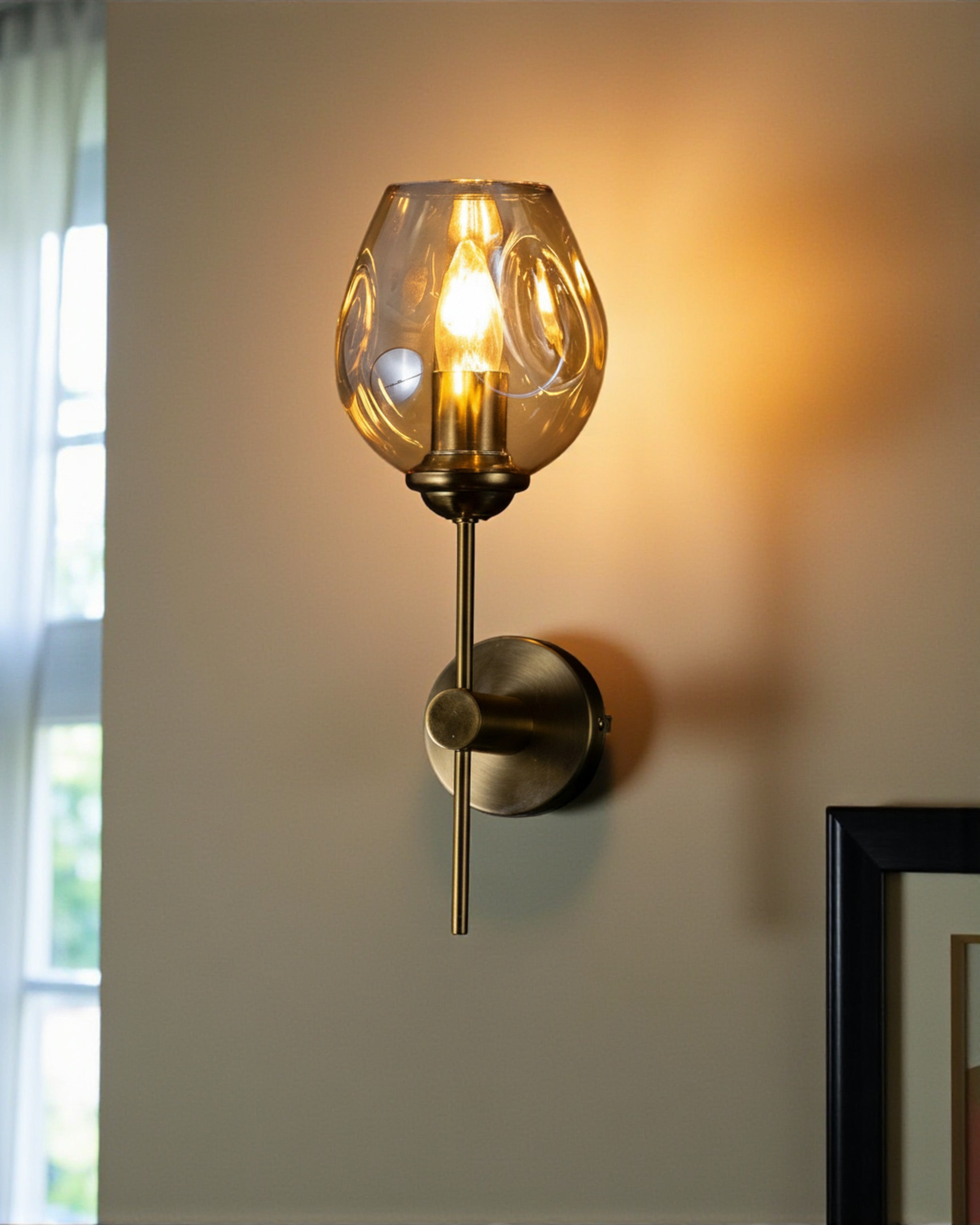 Amber Glow Glass Wall Light