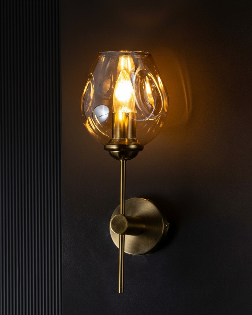 Amber Glow Glass Wall Light